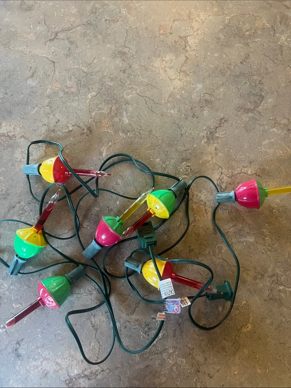 Vintage 7 colorful bubble lightbulb on string